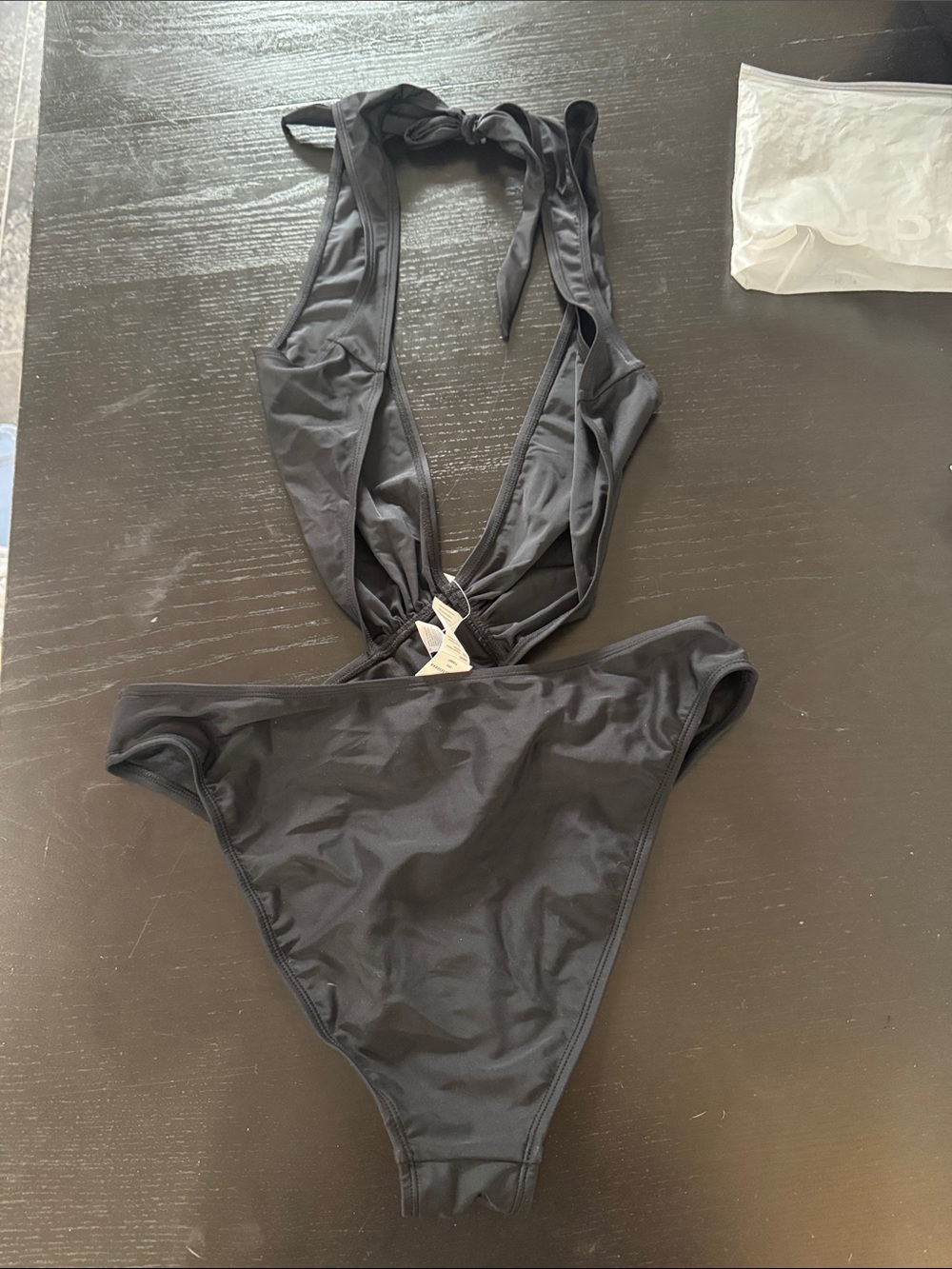 Cupshe Black One-Piece Swimsuit - Deep V Halter - Picture 4 of 4